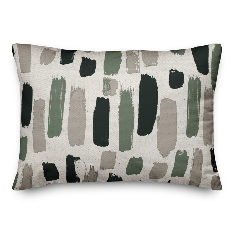  Housse et insert de coussin d'extérieur Paint Strokes, Vert / noir