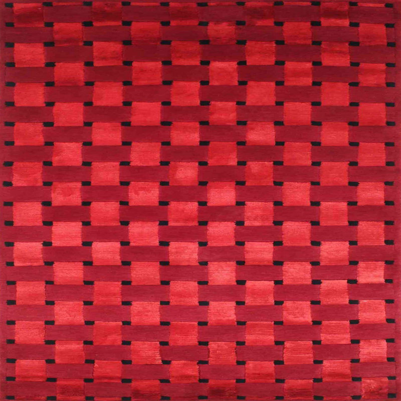Tapis abstrait rouge, Carré 8 pi