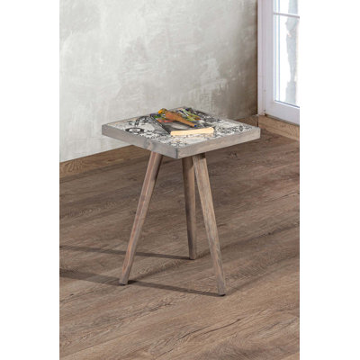 Canora Grey Side Table Coffee Table End Table Nightstand Nesting Table Bedside Table Accent Table Home Essentials Solid Wood Table Mexican Tile Table Ceamic Top End Table 17X 17 Walnut