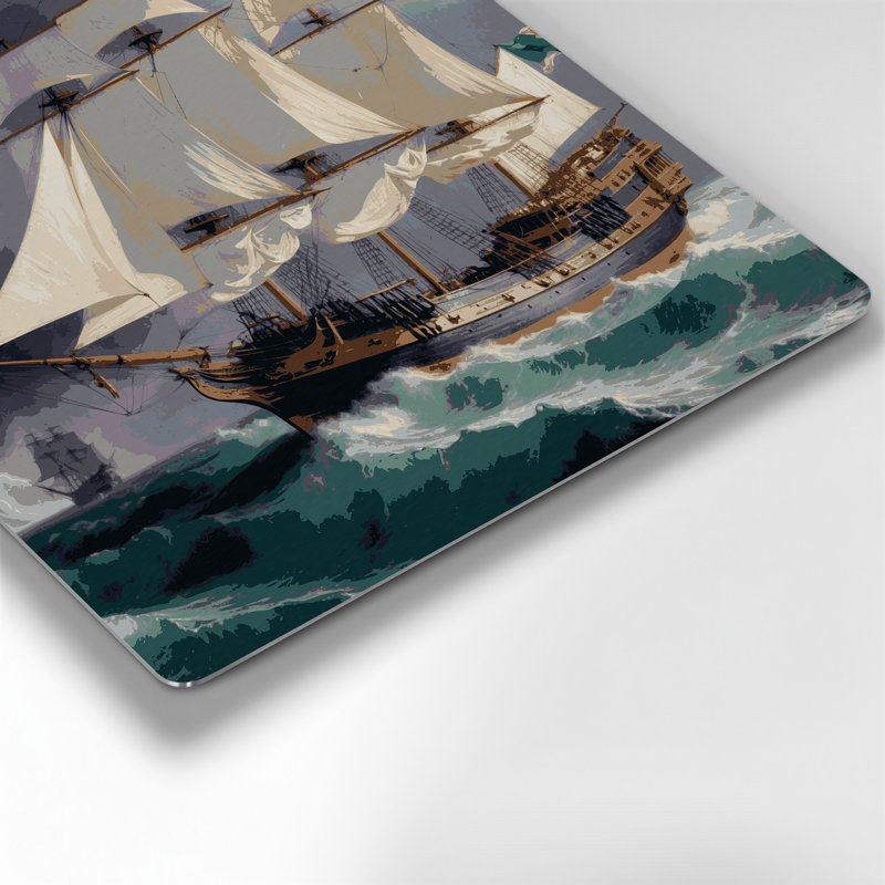 Art mural bleu nautique, H 32 po x l 32 po, Maritime historique