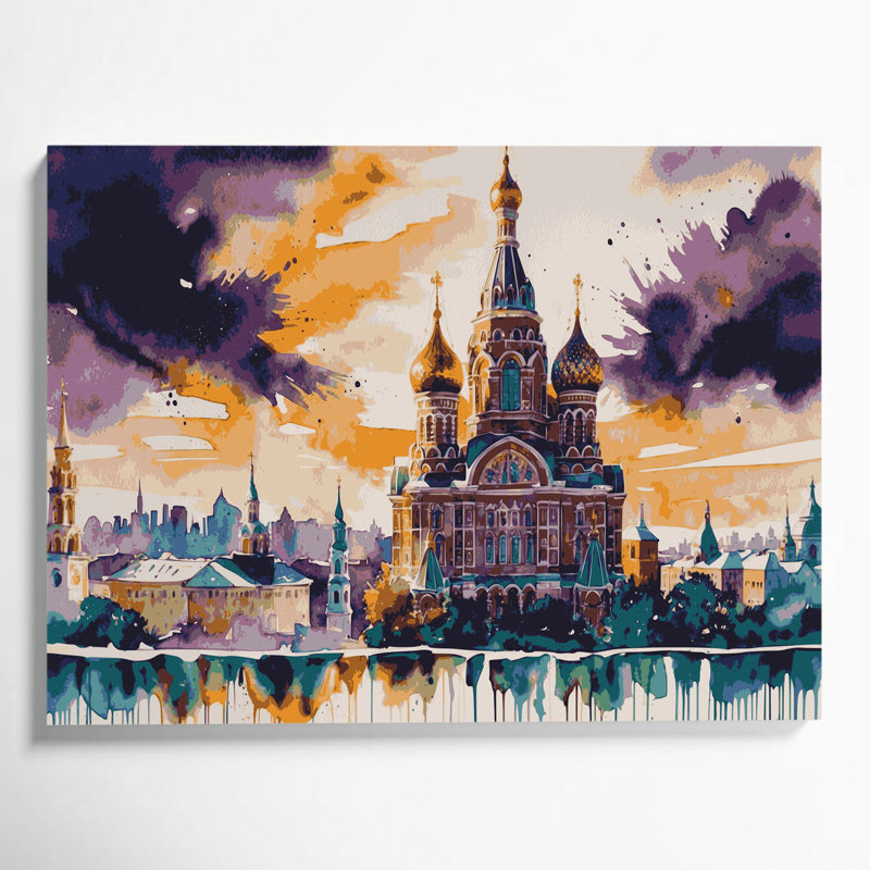 Art urbain sur toile Beige, villes de l'Ukraine, H 20 po x l 24 po