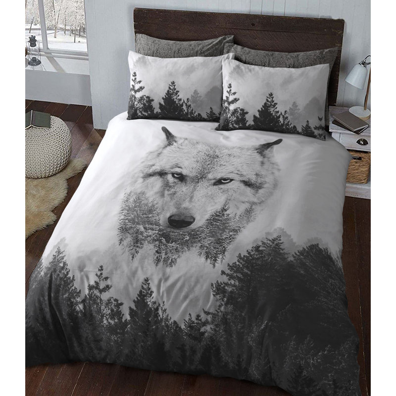 Teele Cotton Blend Animal Print Duvet Cover with Pillowcases, Single Duvet Cover + 1 Standard Pillowcase