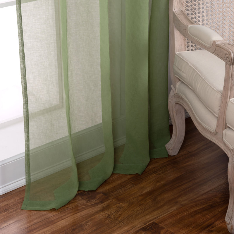Amarely Solid Sheer Grommet Curtain Panels, 52"W x 84"L, Green