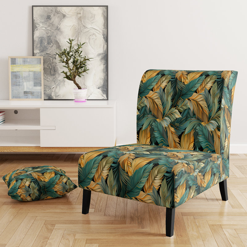 Fauteuil de chambre rembourré C, Mirage à motif tropical radieux
