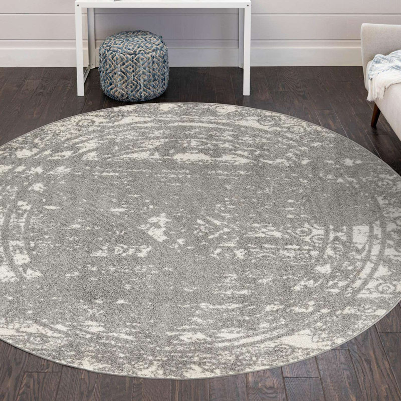 Geometric Indoor Rug, Round 3'