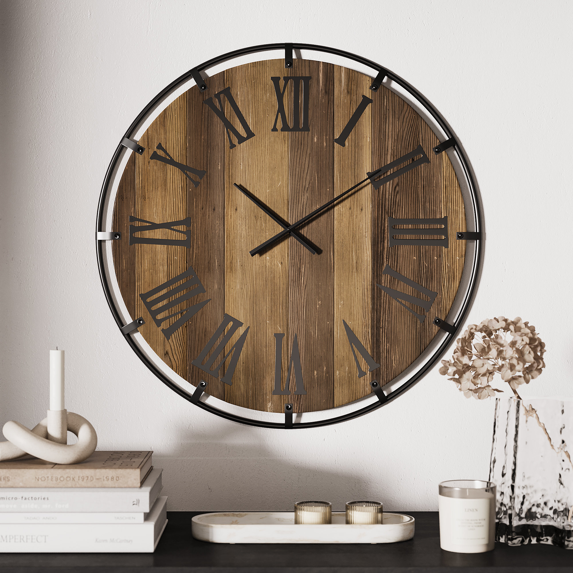 Laurel Foundry Modern Farmhouse Karina Farmhouse TwoTone Shiplap Wood Wall Clock & Reviews