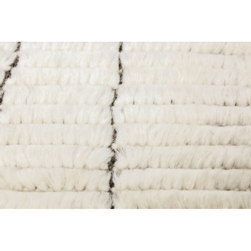 Elmsford Rectangle Abstract Handmade Wool Area Rug in Ivory/Gray, Runner 2'6" x 8'