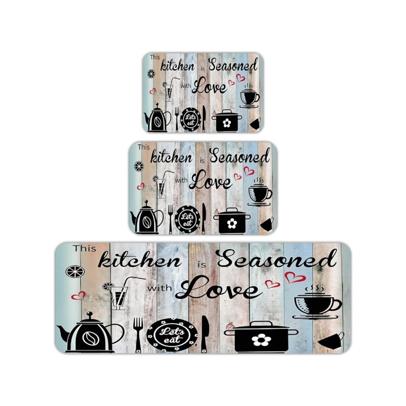 Ensemble de 3 tapis de cuisine Pastel Rainbow Line