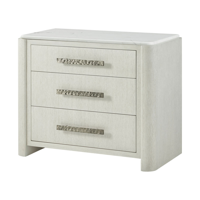 Opal White Marble Top 3-Drawer Nightstand