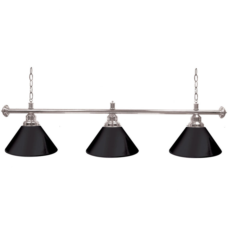 Luminaire suspendu linéaire à 3 lumières Premium, Noir, argent