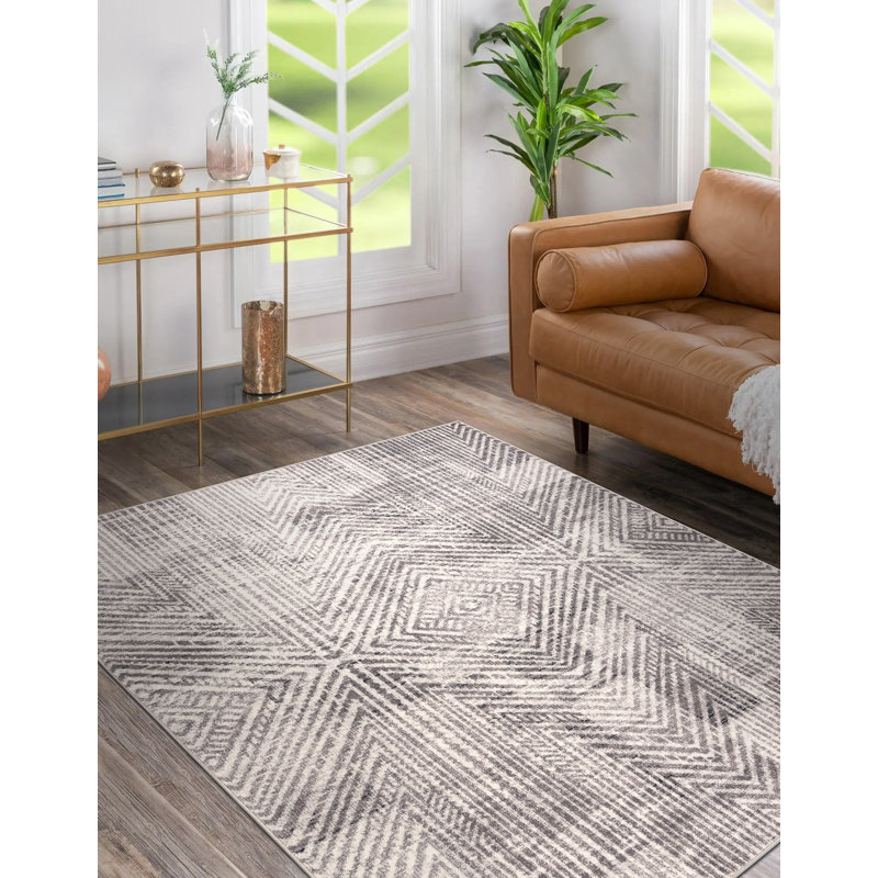Anterrion Geometric Wool Area Rug, Rectangle 200 x 300cm