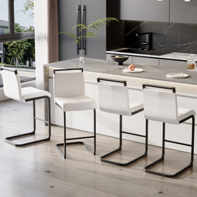 Meleigha Upholstered Counter Stool with Metal Frame