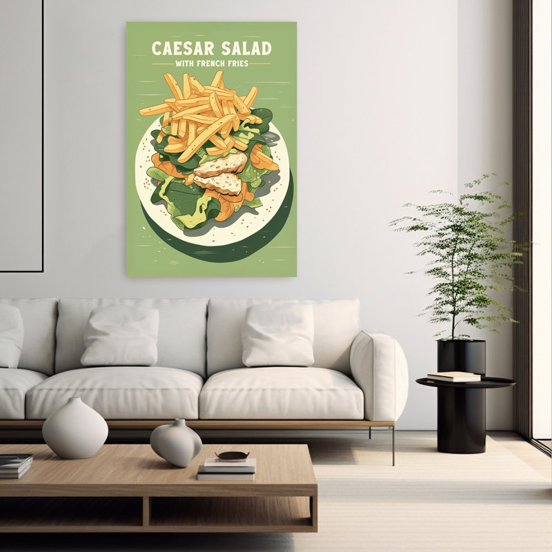 «Caesar Salad with Fries», art mural rétro, H 60 po x l 40 po