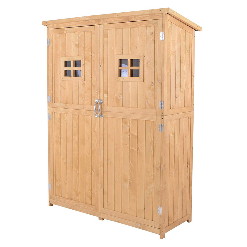 127.5L x 50W x 164H cm Wooden Tool Shed, Natural Wood