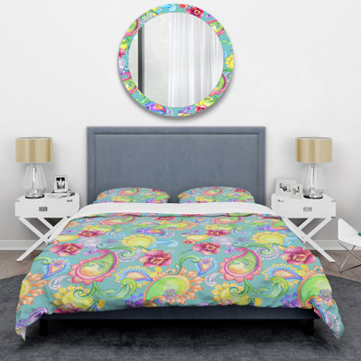 Multicolor Floral - Floral Duvet Cover Set - Microfiber Polyester