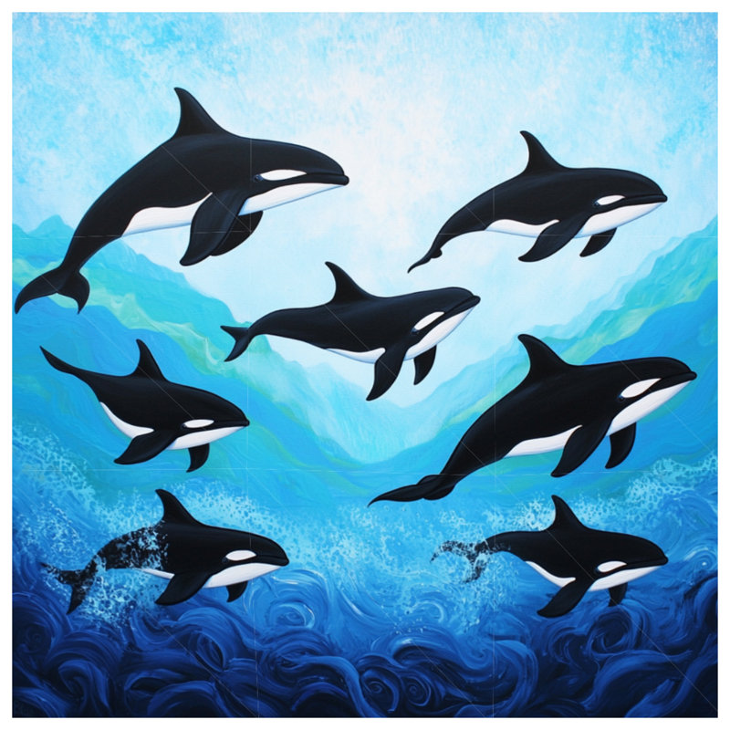 Toile tendue sur toile Orca - Décoration murale animal en plusieurs tailles, 11 x 14 pouces