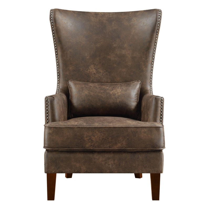 Kegan Accent Chair with Chrome Nails, Coffee