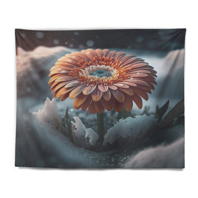 Polyester, marguerite fleurie en tapisserie hivernale