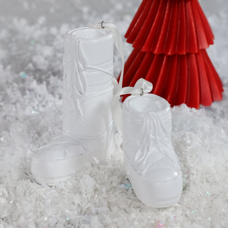 Ornements de Noël après-ski, 6 pièces suspendues (3 ensembles de 2 tailles assorties), Blanc
