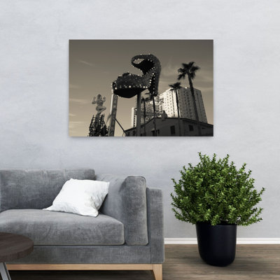 Low Angle View Of Neon Signs Of A Casino Fremont Street The Strip Las Vegas Nevada Usa Abstract Contemporary Palm Tree City Landscape Art