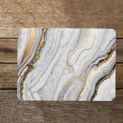 White Marble Pattern Glass Serving Board with Intricate Alcohol Ink Design Ideal for Chopping and Serving