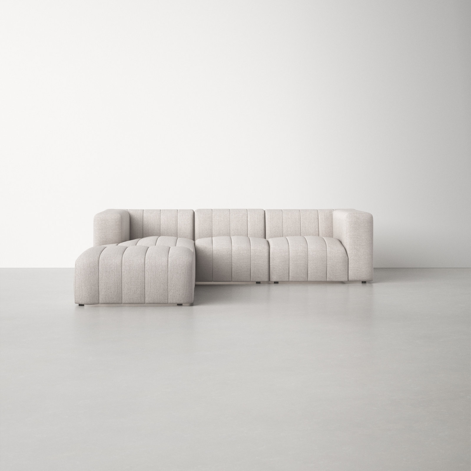 Bowry Sofa and Chaise, Left Hand Facing, Neutral Sandstone Polyester