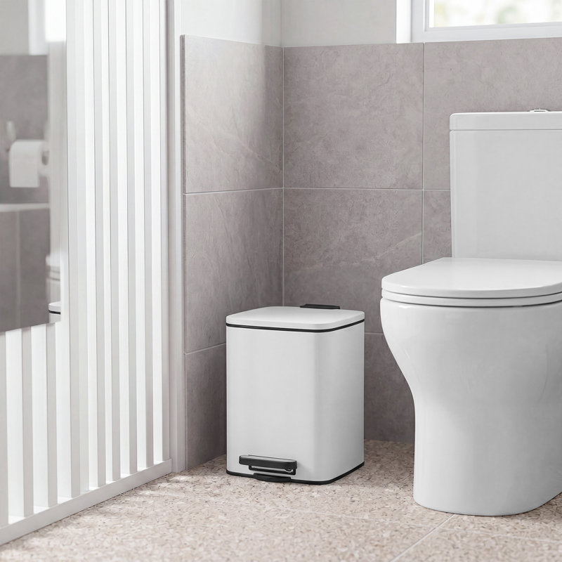 19.5x24x25.5cm Steel Kitchen Trash Can, White