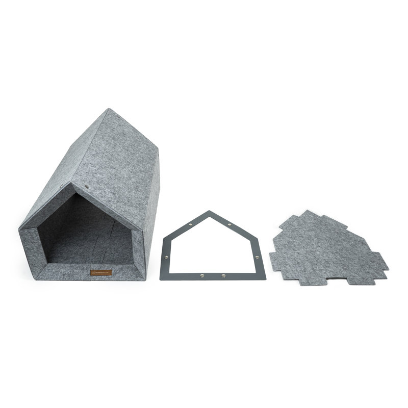 Ecological Hut Pet Cage, 70cm H x 52cm W x 54cm D , Light Grey/Pink