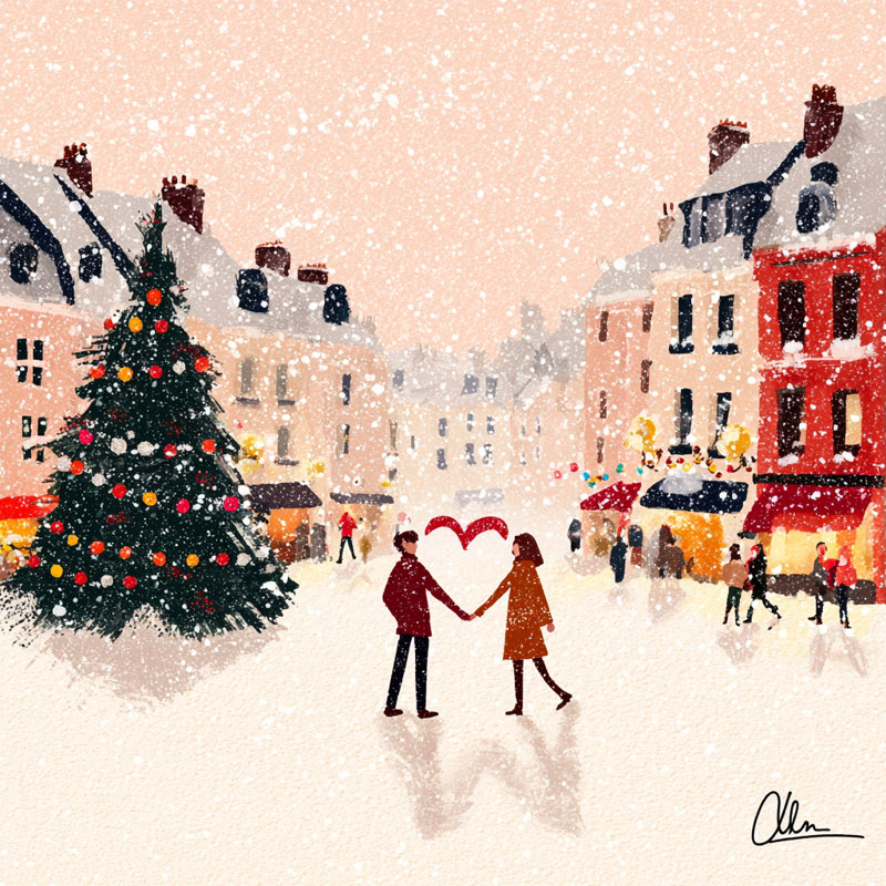 «Winter Square Heart Moment», art mural sur toile tendue, 20 po x 20 po