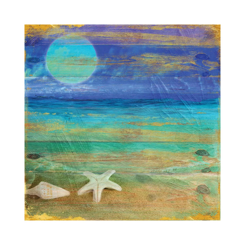 Turquoise Moon Night 1 Piece Wrapped Canvas Painting