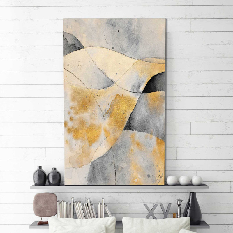 «Gray and Gold Fantasy I» par Lanie Loreth - reproduction d'art sur toile tendue, H 40 po x l 18 po x P 1 po