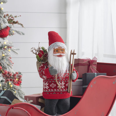 1 pièce de décoration de statue de gnome rouge le jour de Noël avec sac à dos, décoration de table de Noël, souvenir de fête des Fêtes