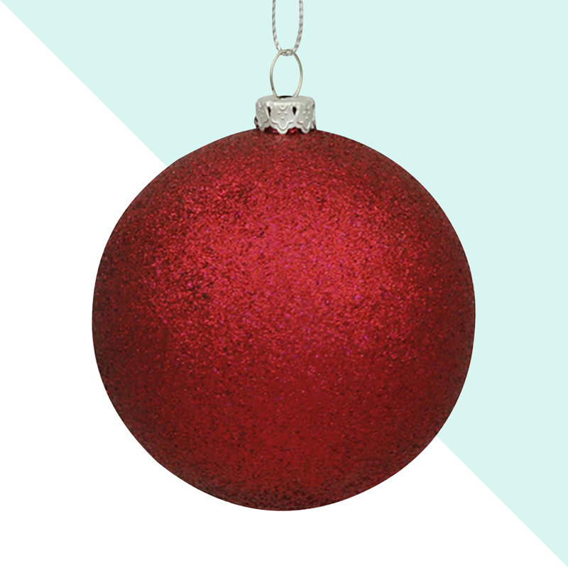 Holiday Décor Ball Ornament, 3" H x 3" W x 3" D, Glitter Wine