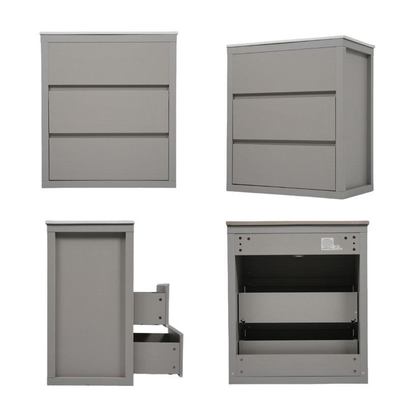 Buffet rustique moderne en bois avec rangement spacieux et détails élégants, Gris