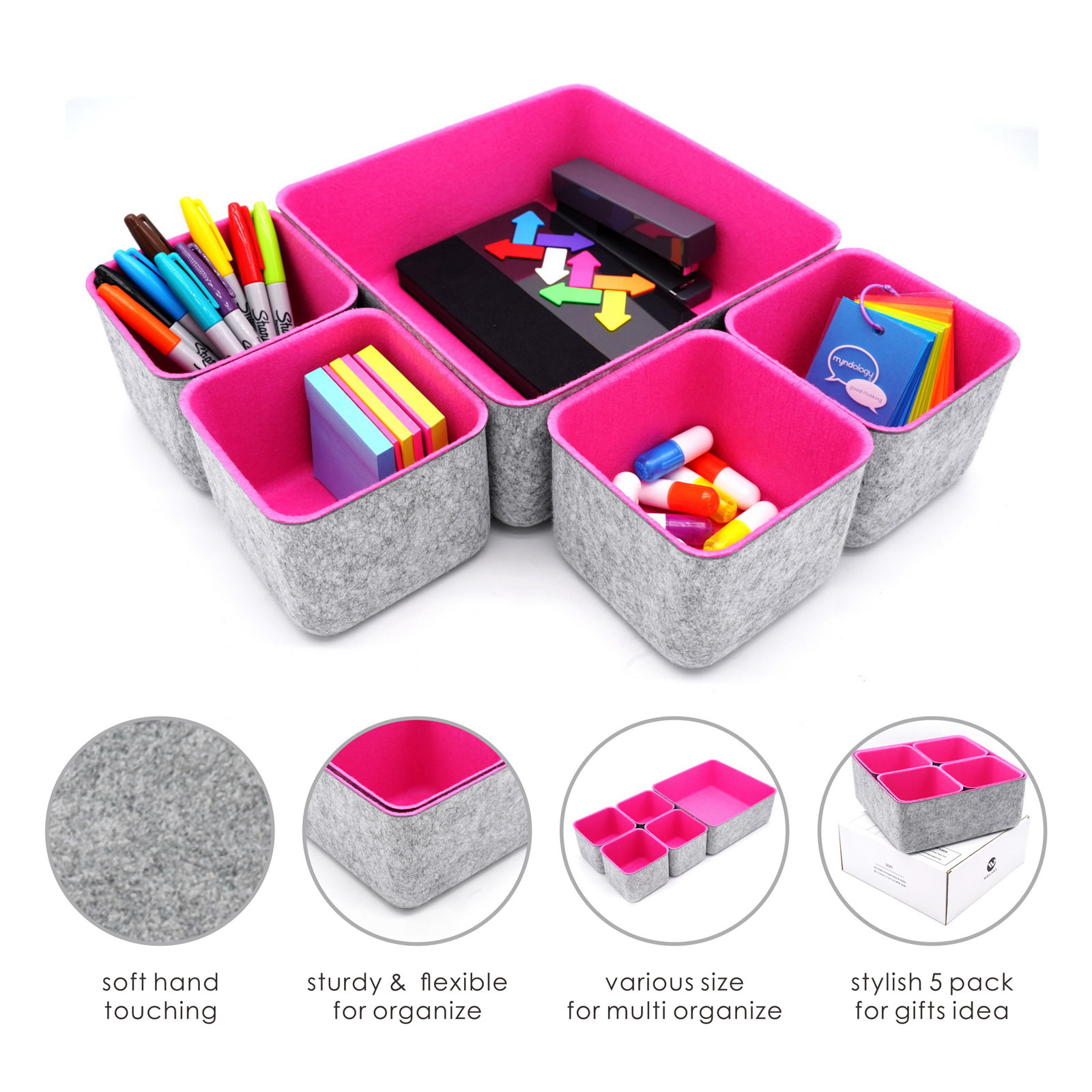Anadela Organizer Set, Hot pink