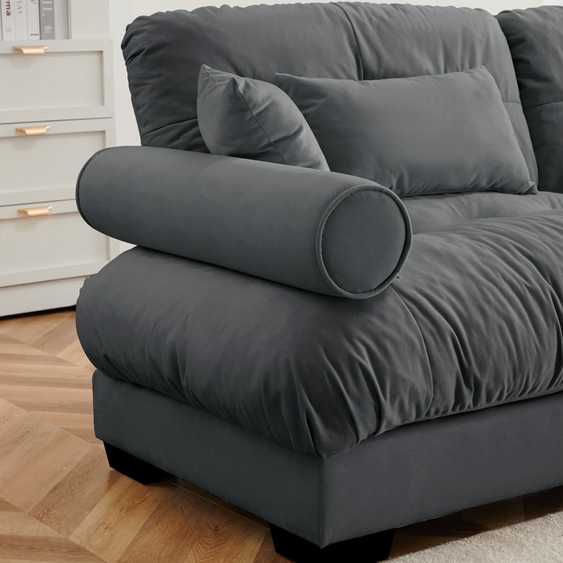 Canapé Lsf avec 3 coussins - gris, Grey, Left Hand Facing