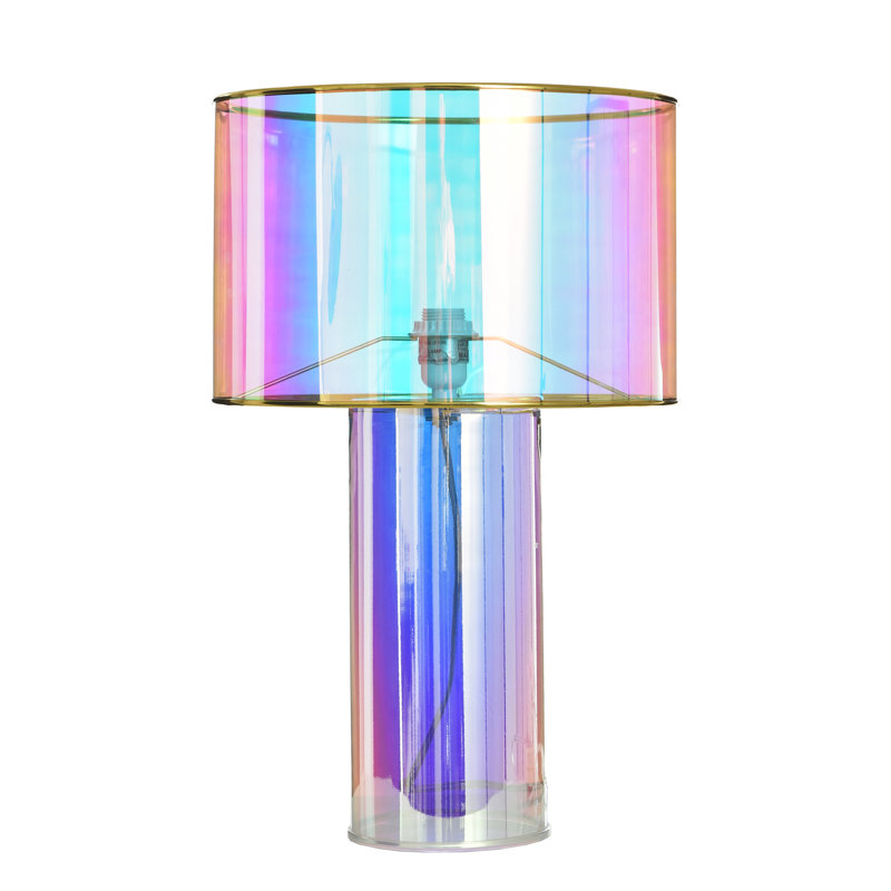 Glass Table Lamp - Margot Iridescent Pink Finish - Pearlescent Pink Shade