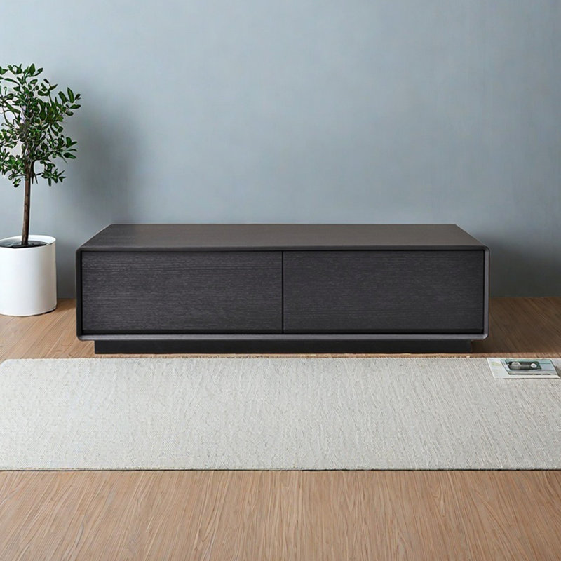 Table de salon moderne et simple rectangulaire, H 13,8 po x L 39,4 po x l 19,7 po, Noir, noir, noir, noir