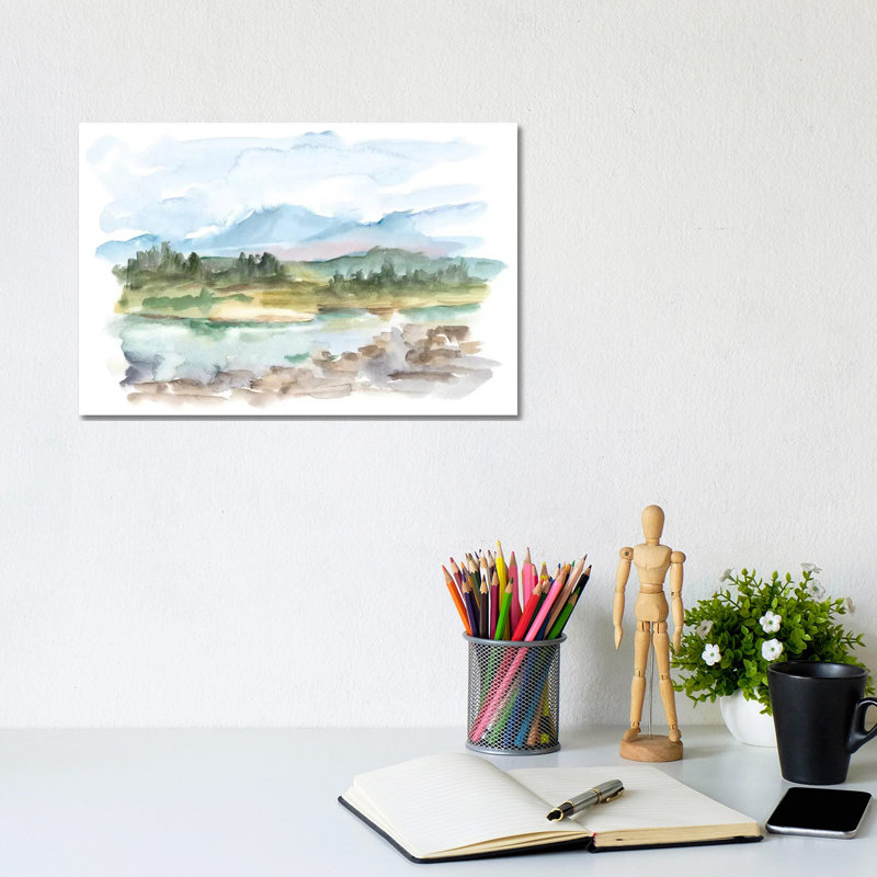 Reproduction d’art, "Mountain Watercolor III" par Ethan Harper, Pas de tapis, Toile tendue, H 8 po x l 12 po x P 0,75 po