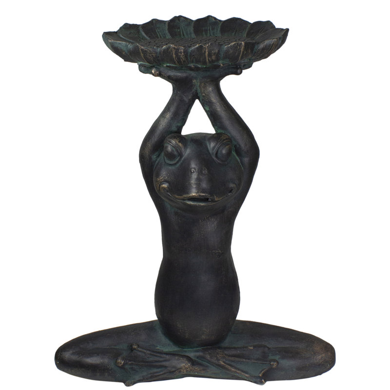Statue de jardin 22,25 po grenouille yoga avec mangeoire pour l'extérieur