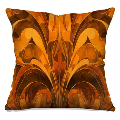 Coussins décoratifs à motif abstrait orange et brun