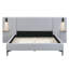 Grand lit plateforme tapissier avec lumières DEL et tablettes de rangement, cadre de lit moderne en tissu, gris-121332682-121332684