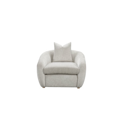 Fauteuil d'appoint avec coussin, revêtement blanc, largeur 35,58, suspension à ressorts sinueux, coussins, siège réversible pour une plus grande durabilité, revêtement extérieur rembourré, profondeur 40,96, coussin inclus.