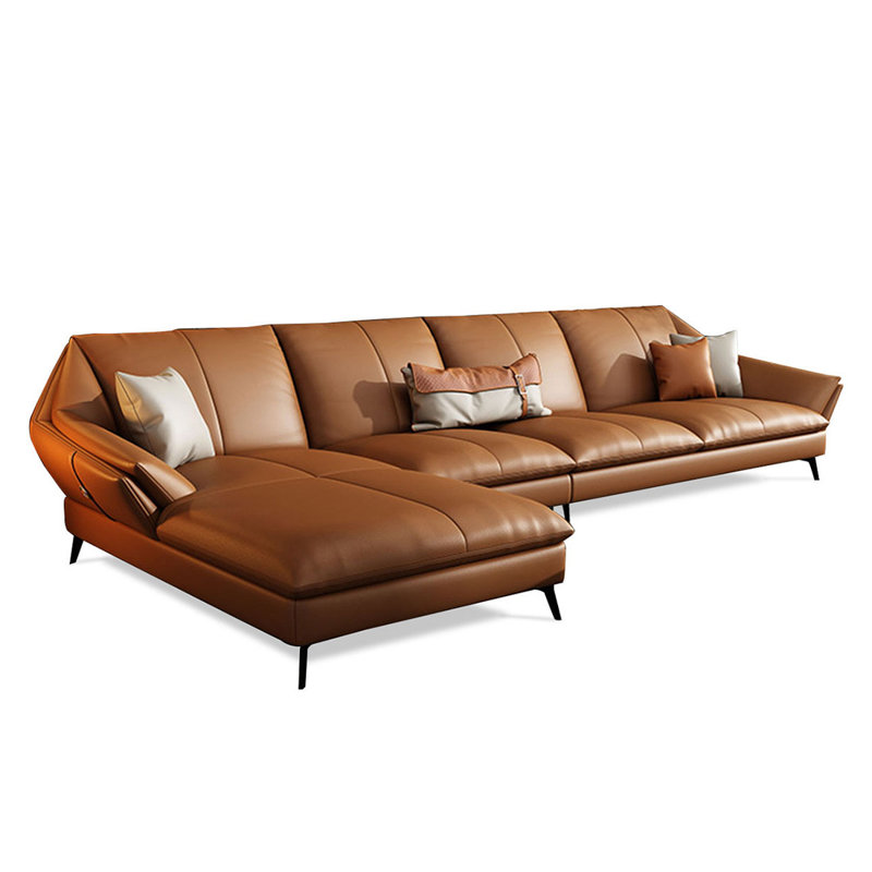 Canapé modulaire 3 pièces rembourré, H 32,68 po x l 141,73 po x P 70,08 po, Orienté à gauche (vu de face), Orange