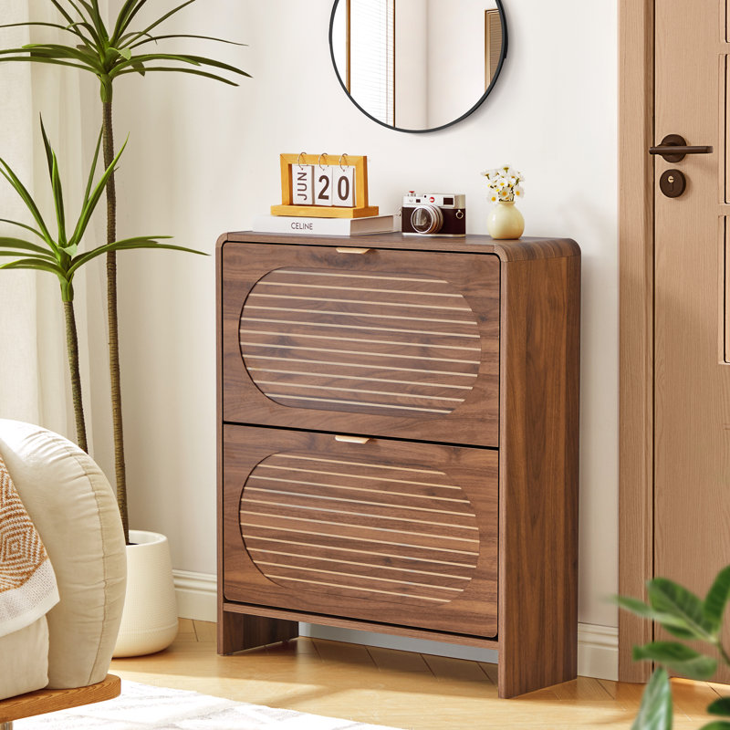 16 Pair Shoe Storage Cabinet, Walnut
