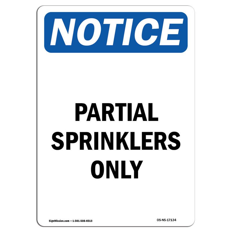 Partial Sprinklers Only Sign