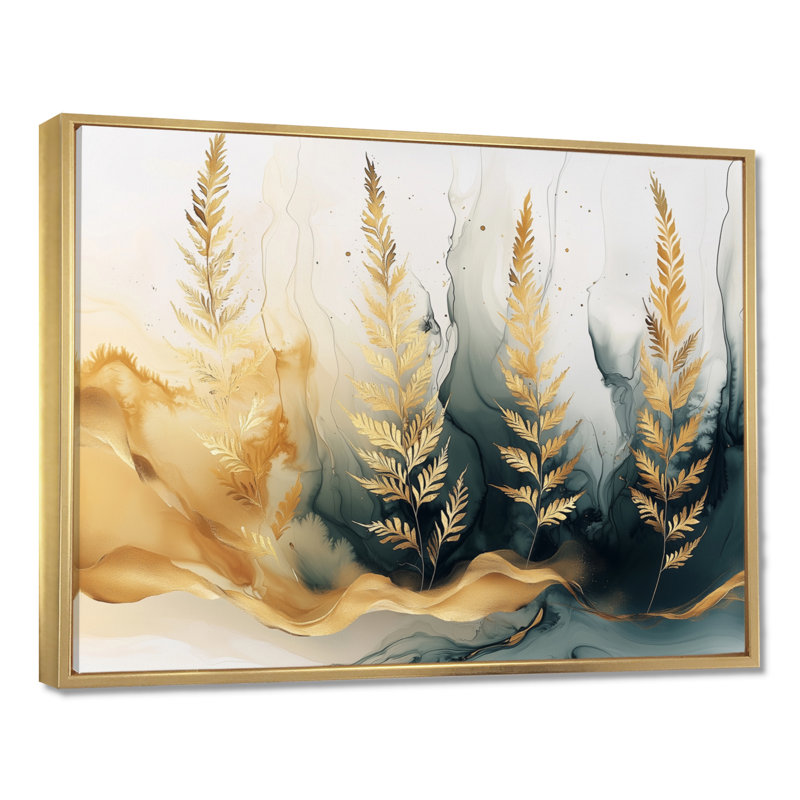 Doil - Floral Canvas Art Print, H 16 po x l 32 po, Picture Framed Print, Doré