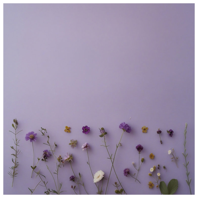 Coussins décoratifs mauves à motif de fleurs sauvages sur fond lavande, 18 x 18 inches