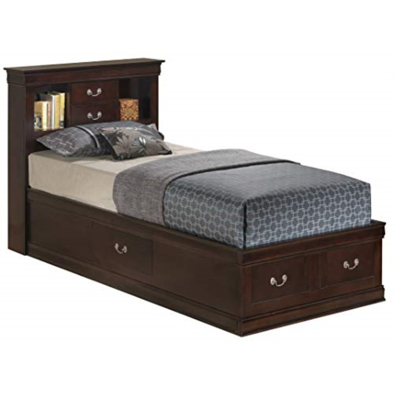 Citronelle Bookcase Storage Bed, Twin, Cappuccino