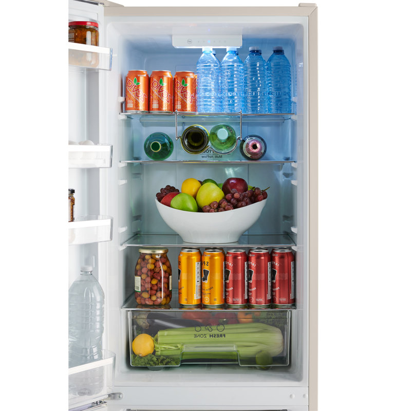Iio 24" 11 Cubic Feet Smudge-Resistant Bottom Freezer Refrigerator, Cream, Left